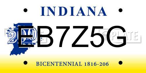 EB7Z5G Indiana License Plate