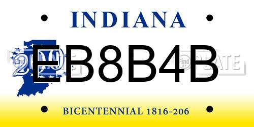 EB8B4B Indiana License Plate