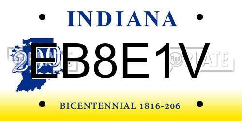EB8E1V Indiana License Plate