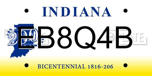 EB8Q4B Indiana License Plate