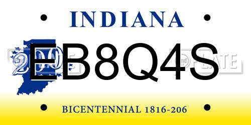 EB8Q4S Indiana License Plate