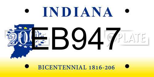 EB947 Indiana License Plate