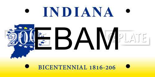 EBAM Indiana License Plate