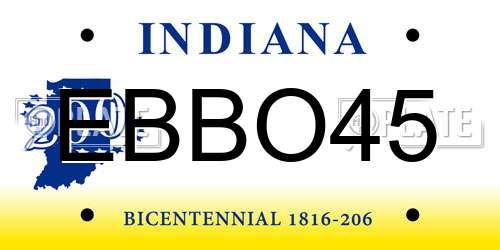 EBBO45 Indiana License Plate