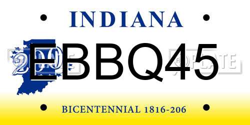 EBBQ45 Indiana License Plate