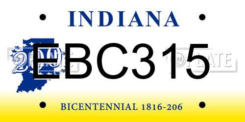 EBC315 Indiana License Plate