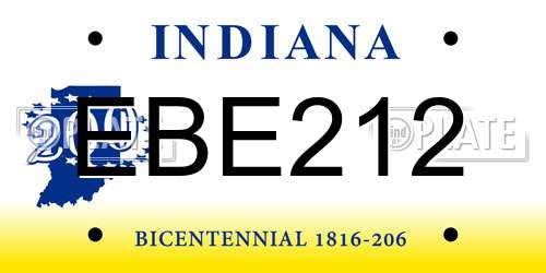 EBE212 Indiana License Plate