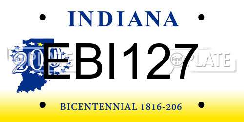 EBI127 Indiana License Plate