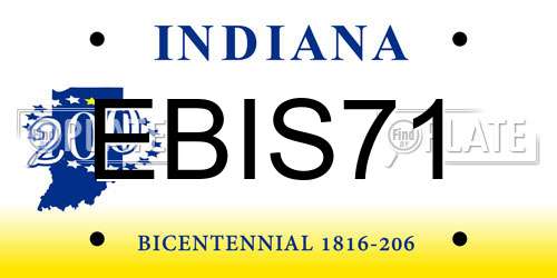 EBIS71 Indiana License Plate