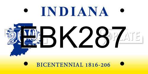 EBK287 Indiana License Plate