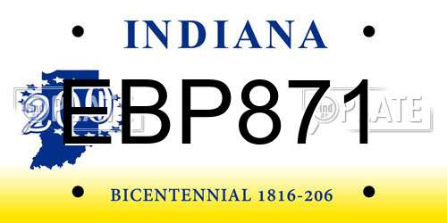 EBP871 Indiana License Plate