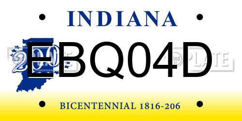 EBQ04D Indiana License Plate