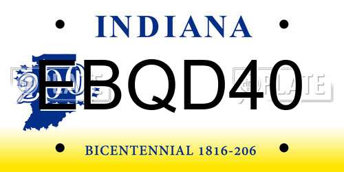 EBQD40 Indiana License Plate