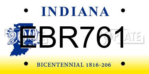EBR761 Indiana License Plate
