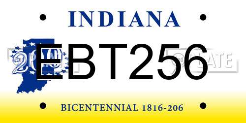 EBT256 Indiana License Plate