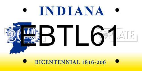 EBTL61 Indiana License Plate