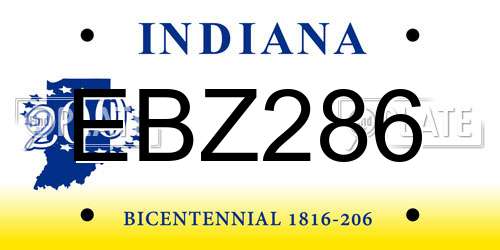 EBZ286 Indiana License Plate