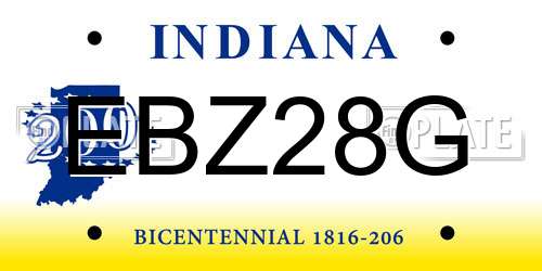 EBZ28G Indiana License Plate