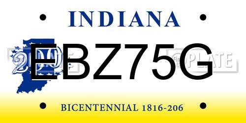 EBZ75G Indiana License Plate