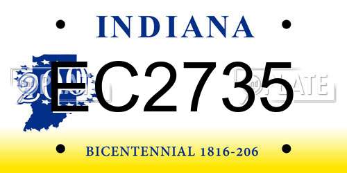 EC2735 Indiana License Plate