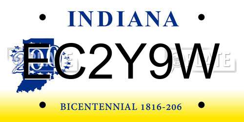 EC2Y9W Indiana License Plate