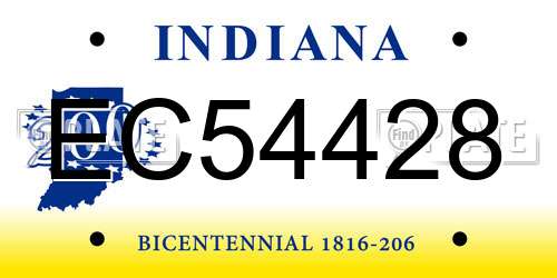 EC54428 Indiana License Plate