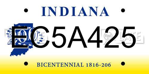 EC5A425 Indiana License Plate