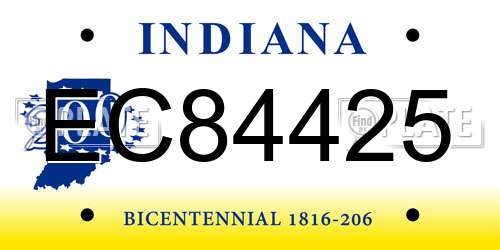EC84425 Indiana License Plate