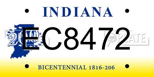 EC8472 Indiana License Plate