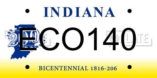 ECO140 Indiana License Plate