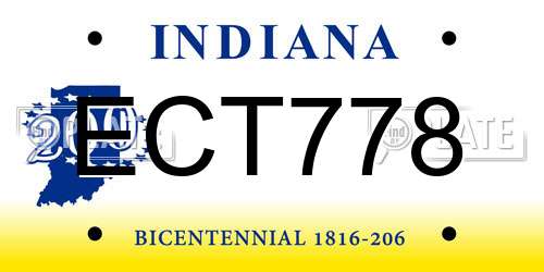 ECT778 Indiana License Plate