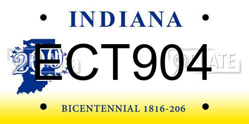 ECT904 Indiana License Plate