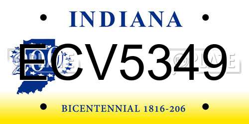 ECV5349 Indiana License Plate