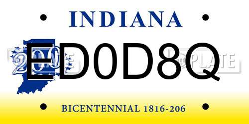 ED0D8Q Indiana License Plate
