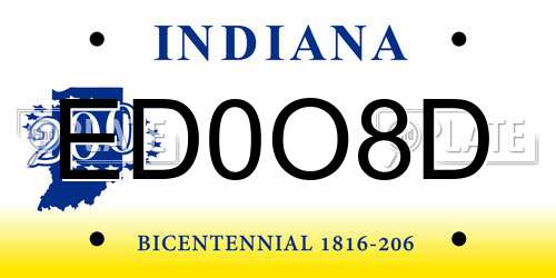ED0O8D Indiana License Plate