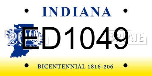ED1049 Indiana License Plate