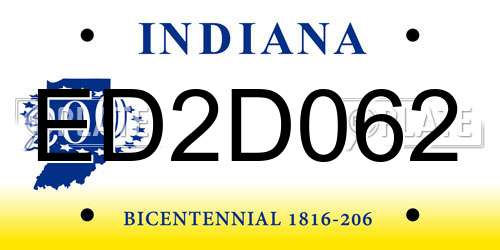 ED2D062 Indiana License Plate