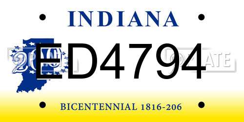 ED4794 Indiana License Plate