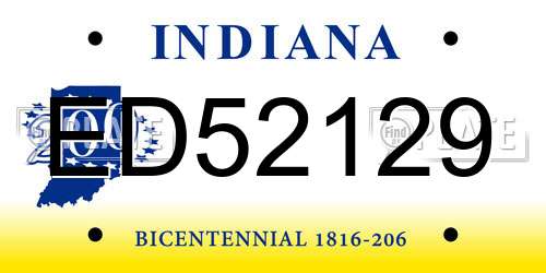 ED52129 Indiana License Plate