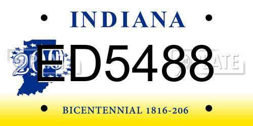 ED5488 Indiana License Plate