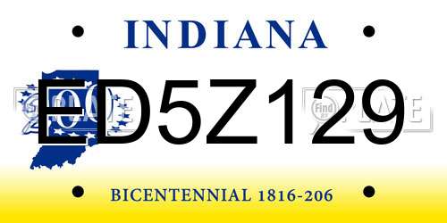 ED5Z129 Indiana License Plate