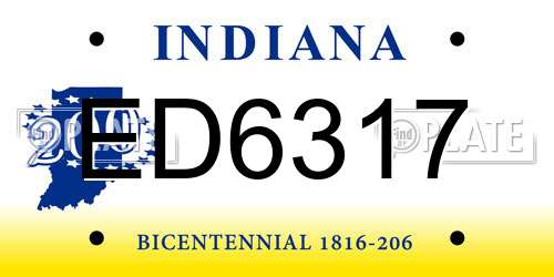 ED6317 Indiana License Plate