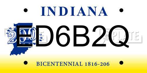 ED6B2Q Indiana License Plate