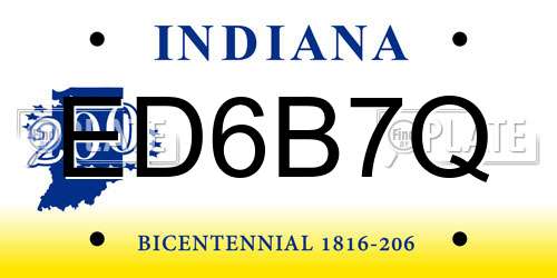 ED6B7Q Indiana License Plate