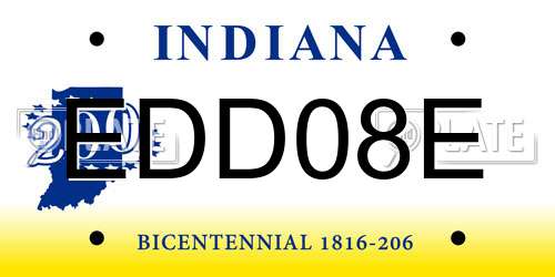 EDD08E Indiana License Plate