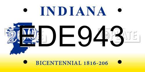 EDE943 Indiana License Plate