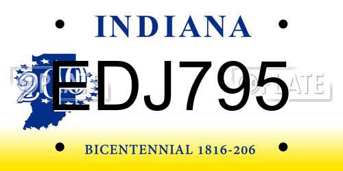 EDJ795 Indiana License Plate