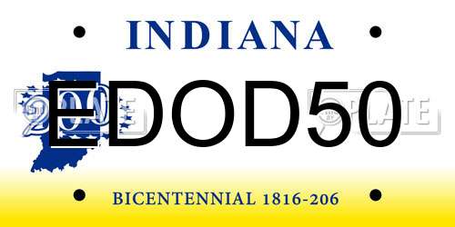 EDOD50 Indiana License Plate