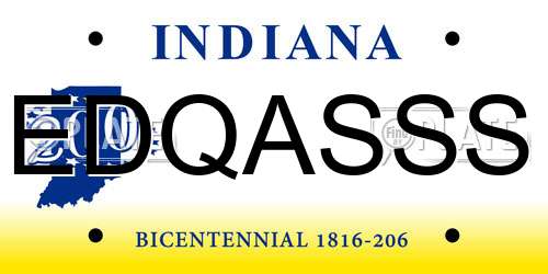 EDQASSS Indiana License Plate