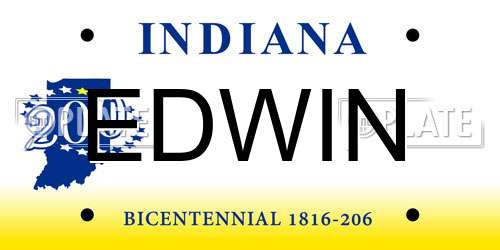 EDWIN Indiana License Plate